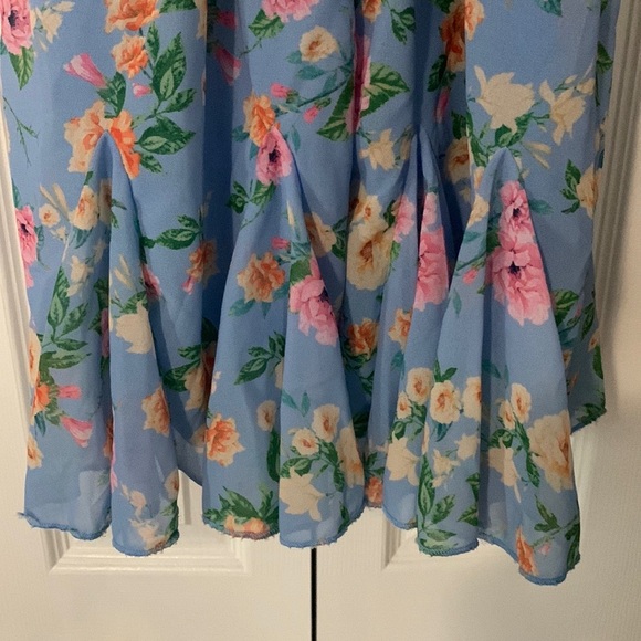 Flying Tomato Light Blue Ruffle Floral Romper US Size Small - Picture 6 of 8